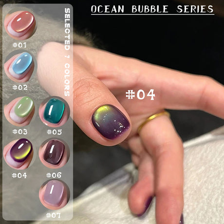 MN 1-20pcs 12ML Pink Gold Cat Eye Ocean Bubble Glass Beads Cat Eye Gel Nail Polish Blue Nails UV Light Nails Green Nails