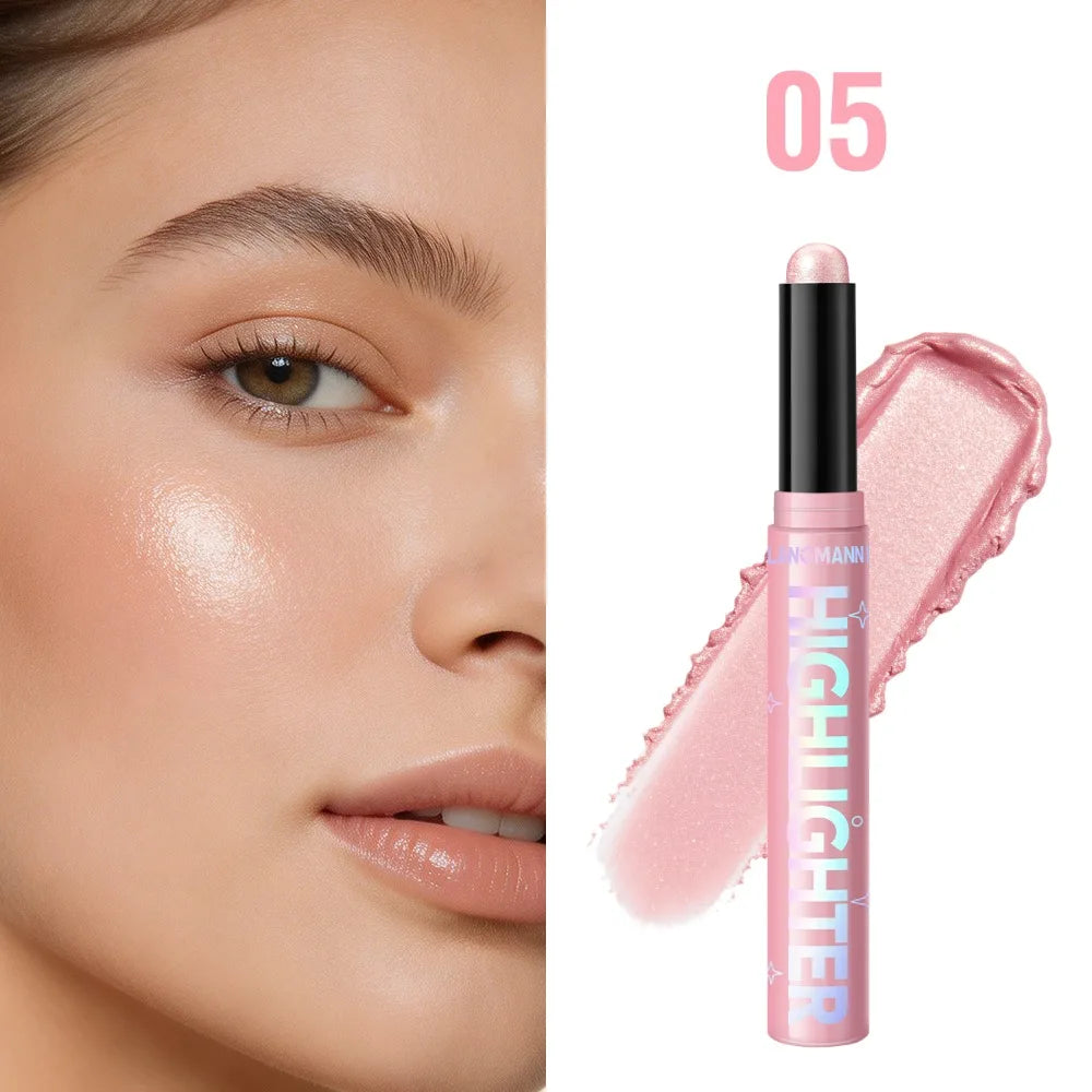 Face Pearl Diamond Highlighter Stick Contour Nose Shadow Lasting 3D Brightening Cheek Blusher Illuminator Repairing Makeup Pen