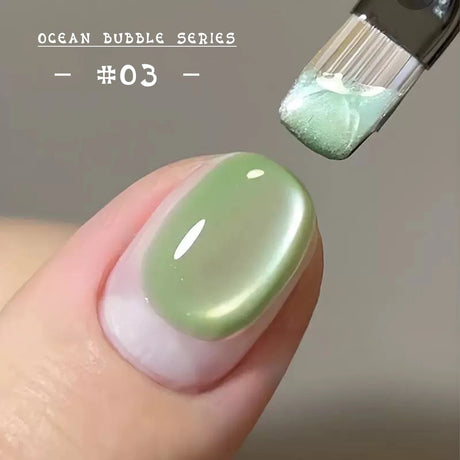 MN 1-20pcs 12ML Pink Gold Cat Eye Ocean Bubble Glass Beads Cat Eye Gel Nail Polish Blue Nails UV Light Nails Green Nails