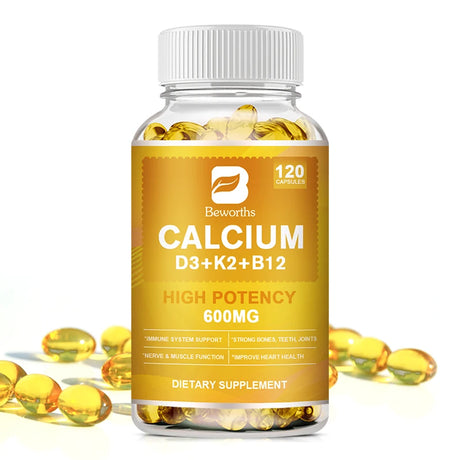 BEWORTHS 4in1 Vitamin D3 Calcium Capsules for Bone Strength Heart Health Immune Support Nerve and Muscle Function Health