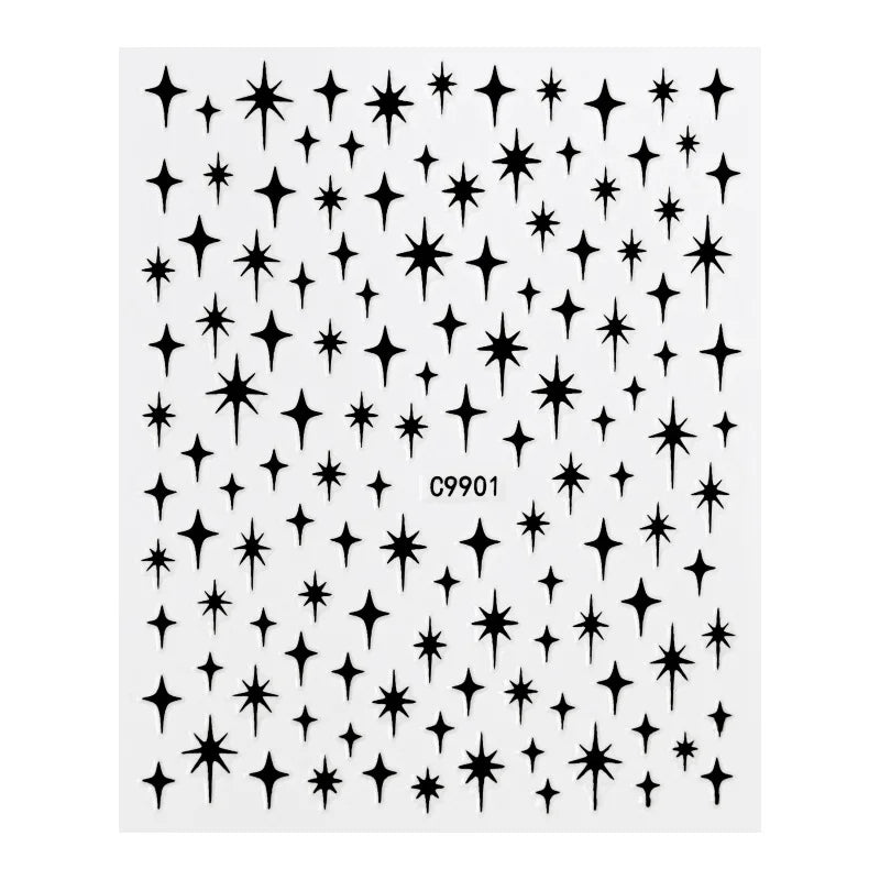 Metal Laser Holographic Star Nail Stickers, Disposable Self-Adhesive Resin Nail Decals for Women, Art Decor Accessories