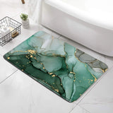 Abstract Turquoise Marble Bath Mat Set Modern Ink Art Textured Pattern Home Carpet Bathroom Decor Floor Rugs Toilet Lid Cover