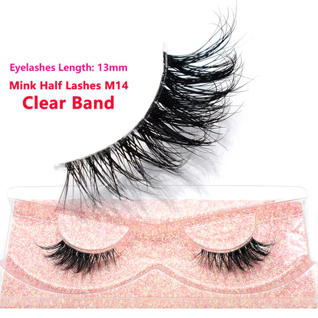 Half Lashes Short Mink Eyelashes Fluffy Soft False Eyelashes Wispy Cross Strip Eye Lashes Natural Mink Eyelash Extension Makeup