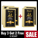 AILKE 24K Gold Foil Whitening Soap, Brightening, Even Skin Tone, Improve Skin Elasticity, Deeply Cleaning, Remove Spots, 200g