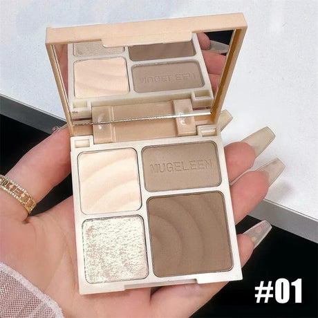 4 Color Facial Highlighter Makeup Palette Natural Matte Fine