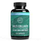 Multi Collagen Pills for Women and Men - Type I, II, III, V, X - 120 Capsules W/Vitamin C for Hair, Skin, Nails