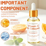 Facial Serum, YOUNGCOME Vitamin C & Collagen Hydrating Facial Serum, Lightweight Daily Moisturizing Serum with Nourishing Formul
