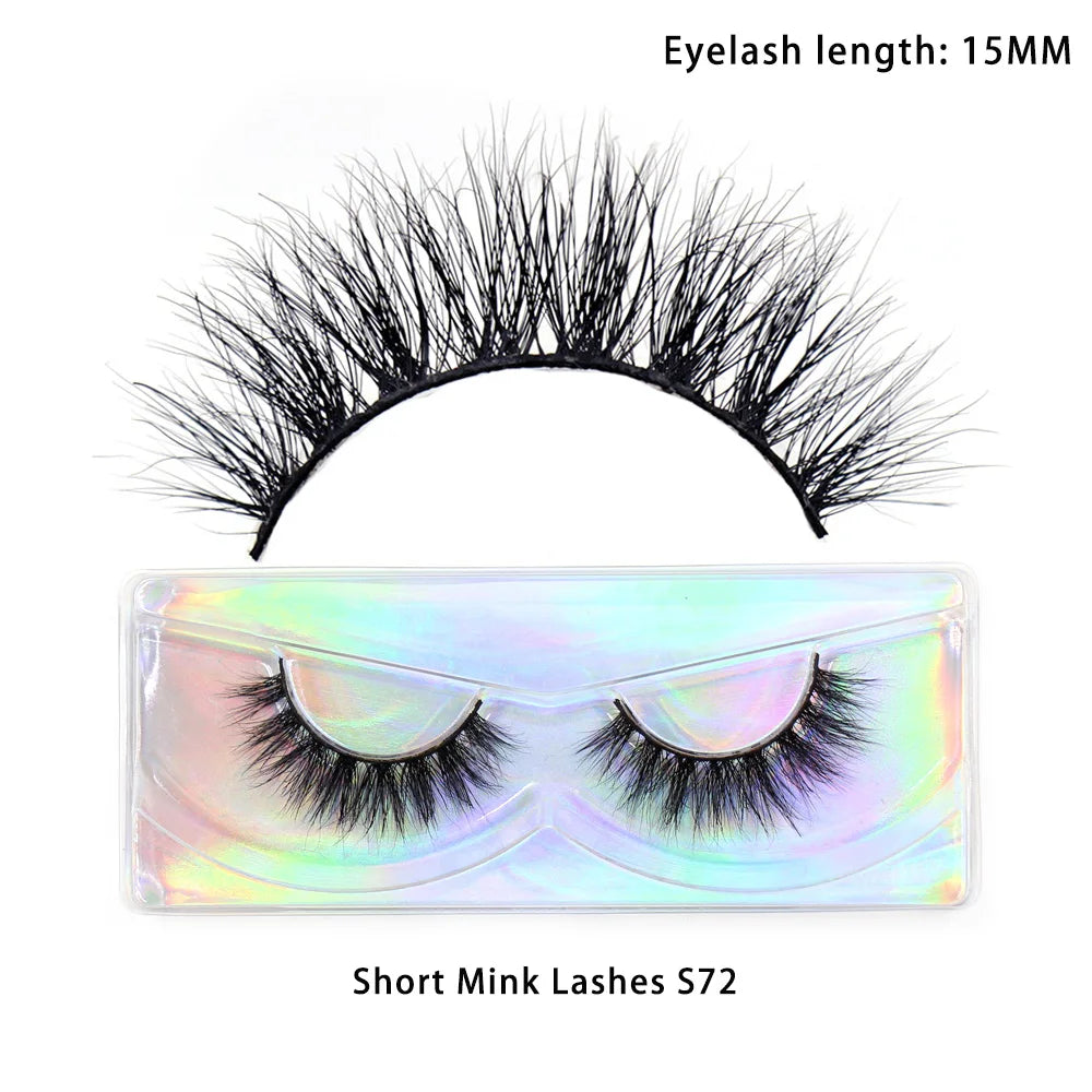 LEHUAMAO 12mm-15mm Short Natural 3D Mink Lashes Fluffy Wispy False Eyelashes 100% Cruelty Free Eyelash Extensio Face Makeup