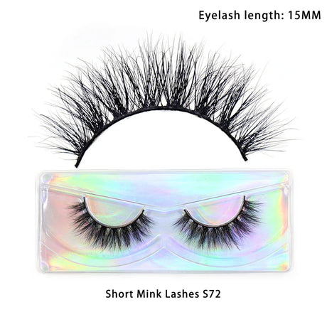 LEHUAMAO 12mm-15mm Short Natural 3D Mink Lashes Fluffy Wispy False Eyelashes 100% Cruelty Free Eyelash Extensio Face Makeup