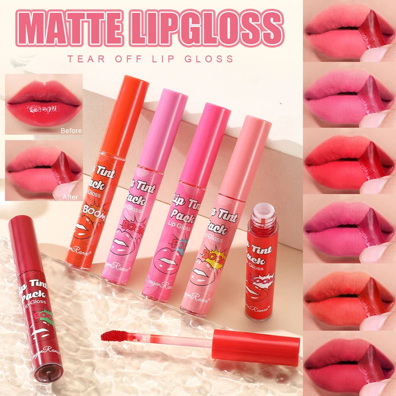 Peel-off Lip Gloss Waterproof Long Lasting Non-Stick Cup Beauty Red Lipstick Matte Rose Tear-off Liquid Tattoo Lip Stain Make Up