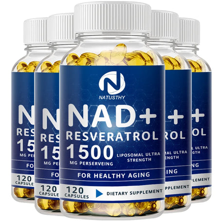 1500MG NAD+ Supplement - With Trans-Resveratrol, Natural Energy, Anti-aging & Cellular Health, Strengthens The Immune System