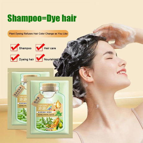 30ML/Bag Bubble Hair Dye Shampoo 3 in 1 for Women/Men, Natural Plant Hair Color for Gray Hair Coverage,Nourishing Root Touch-up