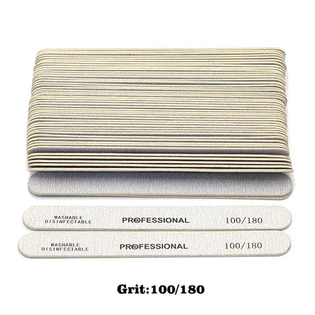100Pcs Wooden Nail File Professional Sanding Buffer Files 100/180/240 Double Side For Salon Manicure Pedicure UV Gel Tips Tools