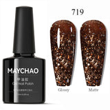 MAYCHAO Glitter Gel Nail Polish 7.3ml Semi-permanent Sequins Shiny Gel Base Top Coat Soak Off UV LED Varnish Nail Art Decoration