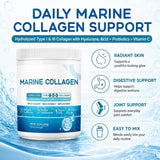 Marine Collagen Peptides Powder Type I III Collagen with Probiotics Vitamin C Hyaluronic Unflavored  12.35oz/35 Servings