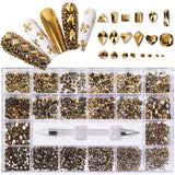 21 grid nail art diamond flat bottom glass diamond multi-style special-shaped diamond shiny nail rhinestone DIY nail art jewelry