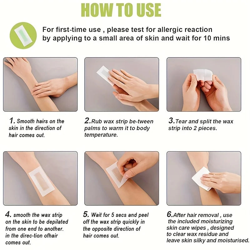 10/20/30/50 Pcs Depilatory Wax Strips For Hair Removal Wax Paper Cold Wax Strips Paper For Face Neck Arm Leg Body Beauty Tools