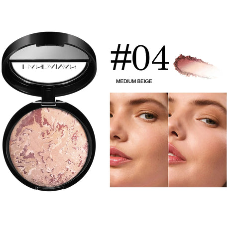 Luminous Finish Setting Powder Lasting Oil-control Shimmer Marble Baked Powder Brightening Face Powder Compact Foundation Makeup