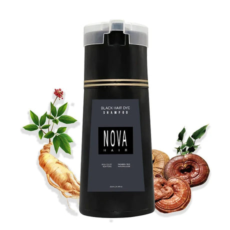 200ml Nova Hair Dye Shampoo 3-in-1 Hair Coloring Shampoo Instant Dye Shampoo Men Women Natural Fast White Hair Dyed Black Hair