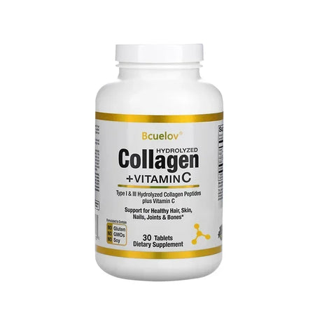 Hydrolyzed Collagen Peptides + Vitamin C, Types I & III Support Healthy Hair, Skin, Nails, Joints & Bones Boosts Immunity