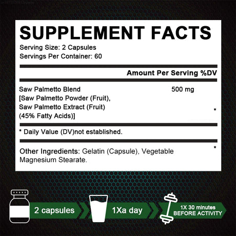 Alxfresh Prostate Health Supplement, Natural Saw Palmetto Extract, Supports Prostate and Hair Growth Capsules for Men and Women