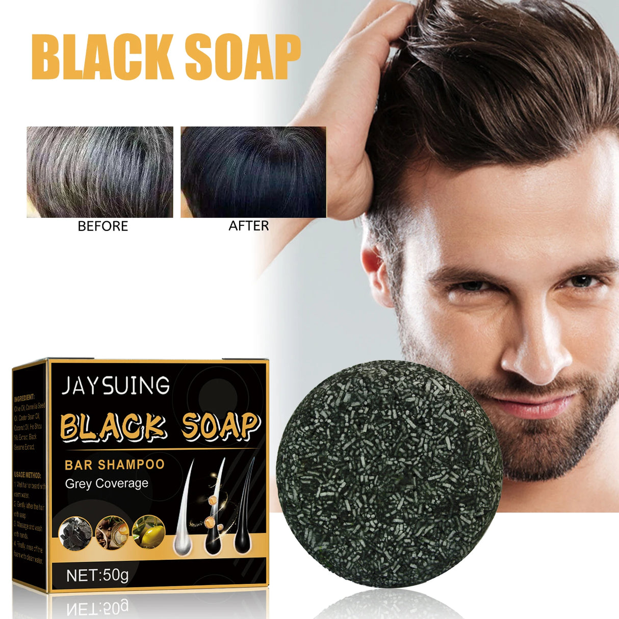 Jaysuing Hair Soap For Scalp Cleansing,Repair Damaged Hair Improve Hair Toughness and Promote Hair Growth Hair Shampoo Soap