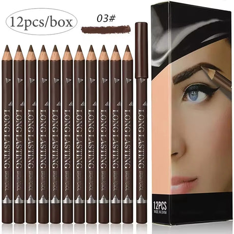 6/12Pcs Eye Brow Pencil Waterproof Professional Women Eye Makeup Pen Easy Color Natural Black Brown Cosmetic Beauty Eyebrow Tool