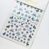 Sliver Bronzing 3D Christmas Nail Art Decoration Sticker Sparkly White Colorful Glitter Geometry Snowflake Winter Slider Foil