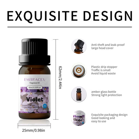 10ml Essential Oil Violet Natural Plant-Based for Relaxation and Stress Relief Body Massage Oilflower Perfume Gifts