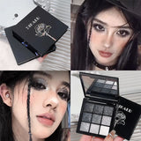 Punk Smoked Black Gray 9 Color Eyeshadow Makeup Palette Dark Color Pressed Glitter for Eyes Shadow Pigment Powder Cosmetics