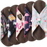 Ohbabyka 5pcs Washable Sanitary Towel Cloth Reusable Menstrual Pads Super-Absorbent Soft and Comfortable Bamboo Sanitary Pads