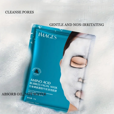 1 Box Contains 4 Pieces, Bamboo Charcoal Bubble Cleansing Mask - Hypoallergenic, Plant-Based Fiber, Deep Moisturizing and Purifying Mask, Suitable for All Light Beige Skin Types, Unisex, Multi-Functional Skincare Product