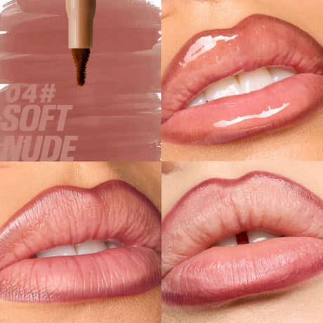 Plush Lip Brush Head Cherry Red Lip Liner Lip Contour Tint Lipstick Pencil Waterproof Velvet Brown Matte Lipliner Pencil Makeup