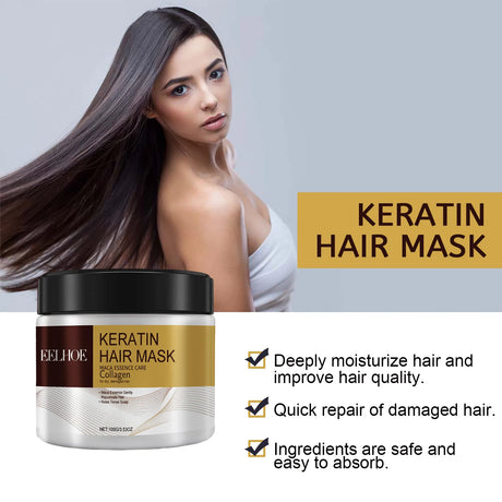 Magical Hair Mask Softens Frizz Repairs Damage Fine Hair Anti-loss Smooth Shiny Hair Collagen Deep Moisturizing Hairs Care 100g