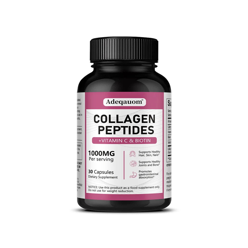 Multi Collagen Peptides Capsules with Vitamin C, Biotin, Support Skin Hair Nail Joint Bone Digestion & Intestinal Wellness