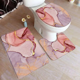 Abstract Turquoise Marble Bath Mat Set Modern Ink Art Textured Pattern Home Carpet Bathroom Decor Floor Rugs Toilet Lid Cover