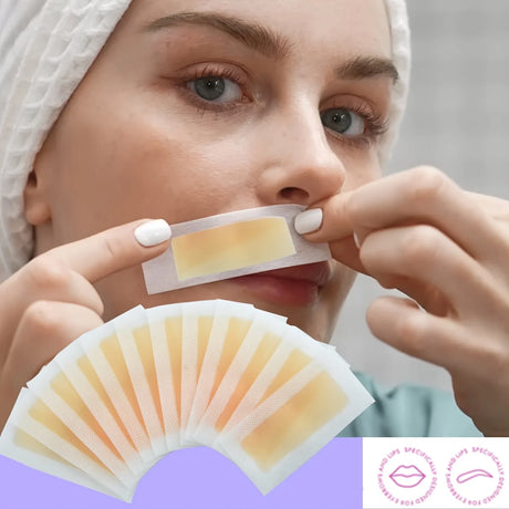 10pcs Honey Scented Facial Hair Removal Wax Strips.for Brows,Lips,Cheeks,Fingers,Hypoallergenic Gentle Formula,Personal Care