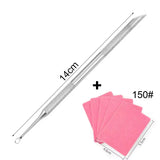 Nail Circle Beveled Head Stainless Steel Cuticle Pusher Nail Art Sanding Tablet Manicure Sticks Tool for Salon Nails Accessories
