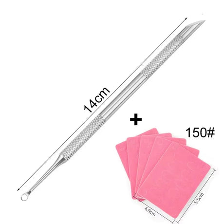 Nail Circle Beveled Head Stainless Steel Cuticle Pusher Nail Art Sanding Tablet Manicure Sticks Tool for Salon Nails Accessories