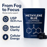 Methylene Blue Gummies 5mg, 99.9% Pure USP‑Grade, for Cognitive Support, Mental Clarity, Lifted Mood, Sharper Focus, 30/60 CT