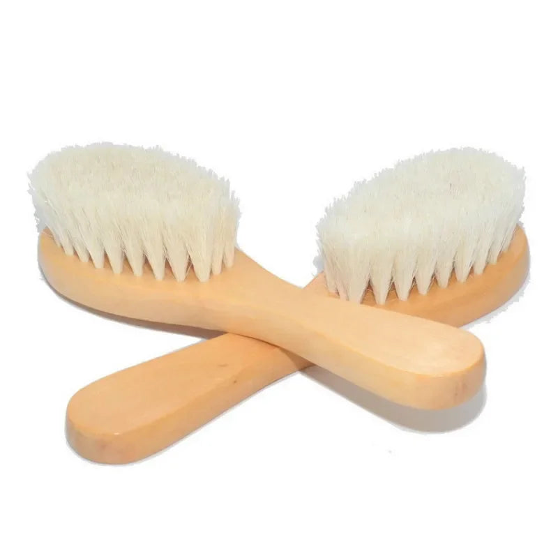 Newborn Wooden Hair Comb Natural Wool Comb Hair Brush Infant Head Massager Portable Little Child Accessories for Newborn Baby