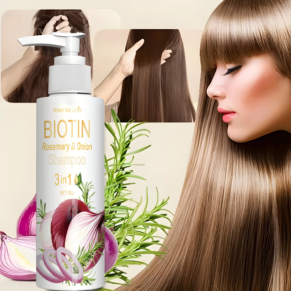Daily Use Biotin Onion Rosemary Shampoo Gentle Mild Formula Clean Scalp Impurities Support Long Term Healthy Hair Growth 150g