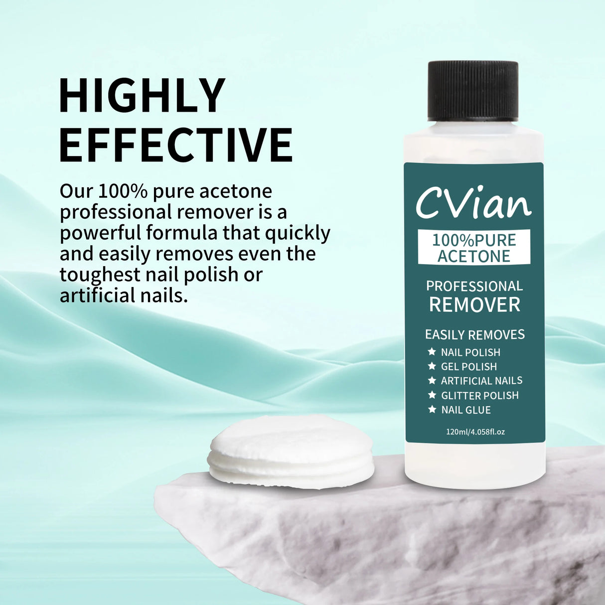 Containing 100% Acetone Nail Polish Remover, Quick Acting Formula Is Suitable for Gel, Dipping Powder and Acrylic Nail, Salon