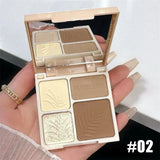 4 Color Facial Highlighter Makeup Palette Natural Matte Fine Glitter Powder Lasting Glow Brighten Contour Nose Shadow Palette