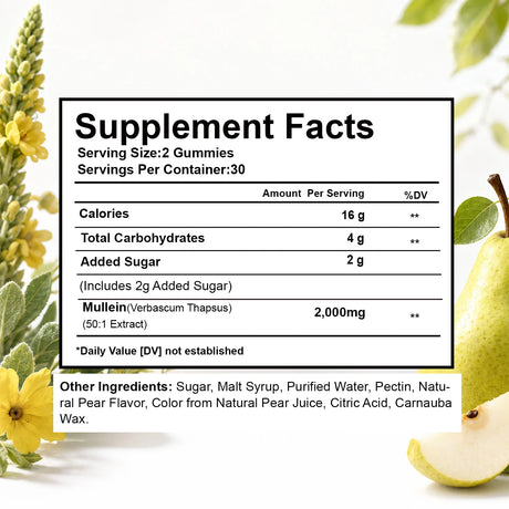 Vanayt 2000 mg Mullein Leaf Gummies - Supports Clear Lungs & Respiratory Health, Natural Detoxification, Enhanced Immune Function