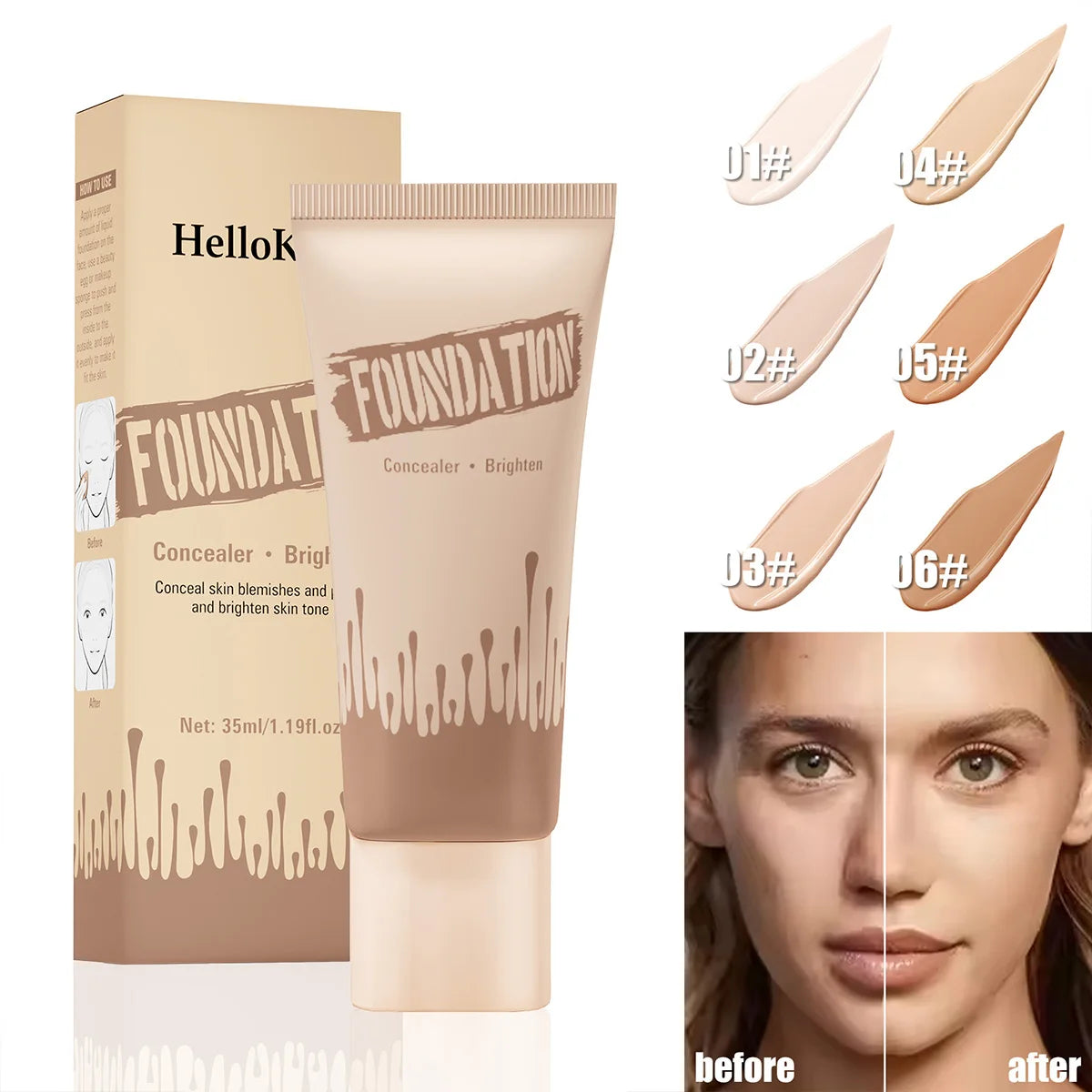 Full Coverage Foundation, Matte Finish Oil-control Liquid Foundation, Covering Blemishes And Dark Spot, Concealer Cream