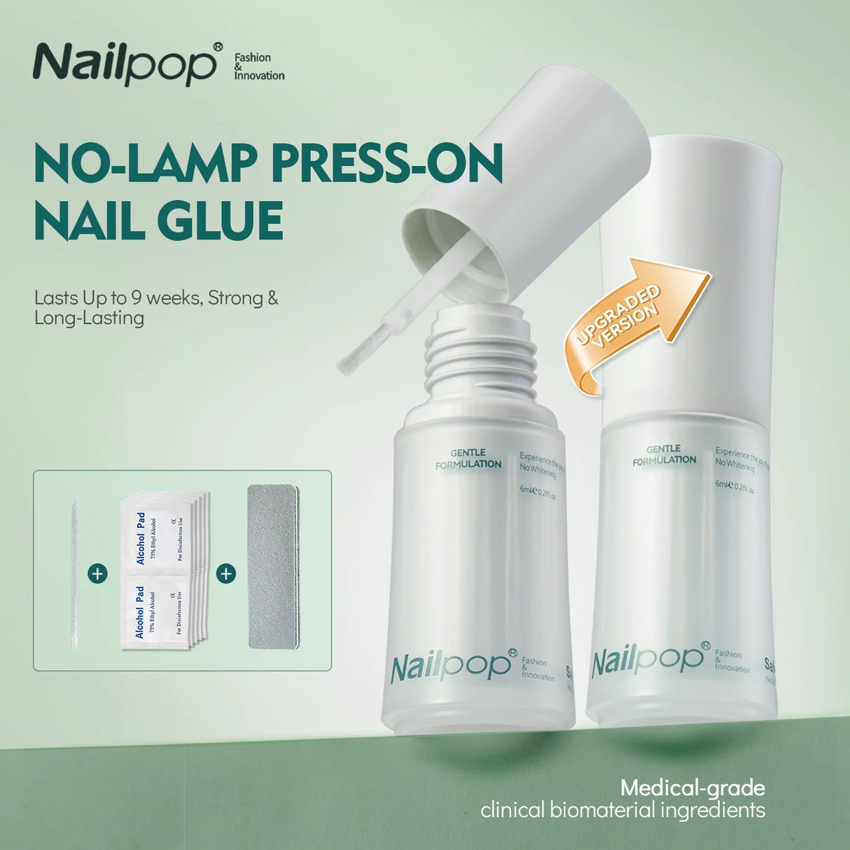 Nailpop SafeDry Eco Quick Dry Nail Glue 6/7ML Strong Hold Low Odor Clear False Nail Tips Adhesive Professional DIY Home 1/2pc