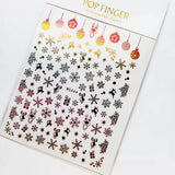 Sliver Bronzing 3D Christmas Nail Art Decoration Sticker Sparkly White Colorful Glitter Geometry Snowflake Winter Slider Foil