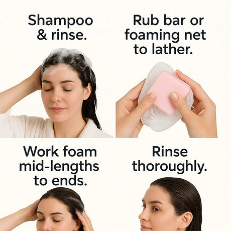 Castor Oil Conditioner Soap Bar,Moisturizing Nourishing Solid Shampoo,Strengthen Hair Roots Care,For Dry Frizzy Damaged Hair