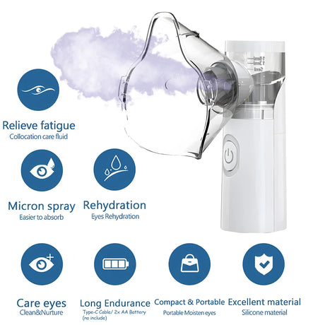 Compress Eye Steamer Relieve Fatigue Dry Eyes Moisturizing Heating Face Eye Massager Mask Humidifier Mist Nano Sprayer